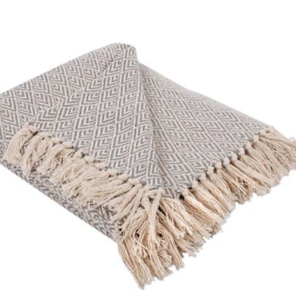 DIl Diamond Throw Collection Cotton Woven
50x60 Gray New